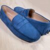 BONIFACIO - Mocassins Bride Nubuck - Homme - Bleu Azur