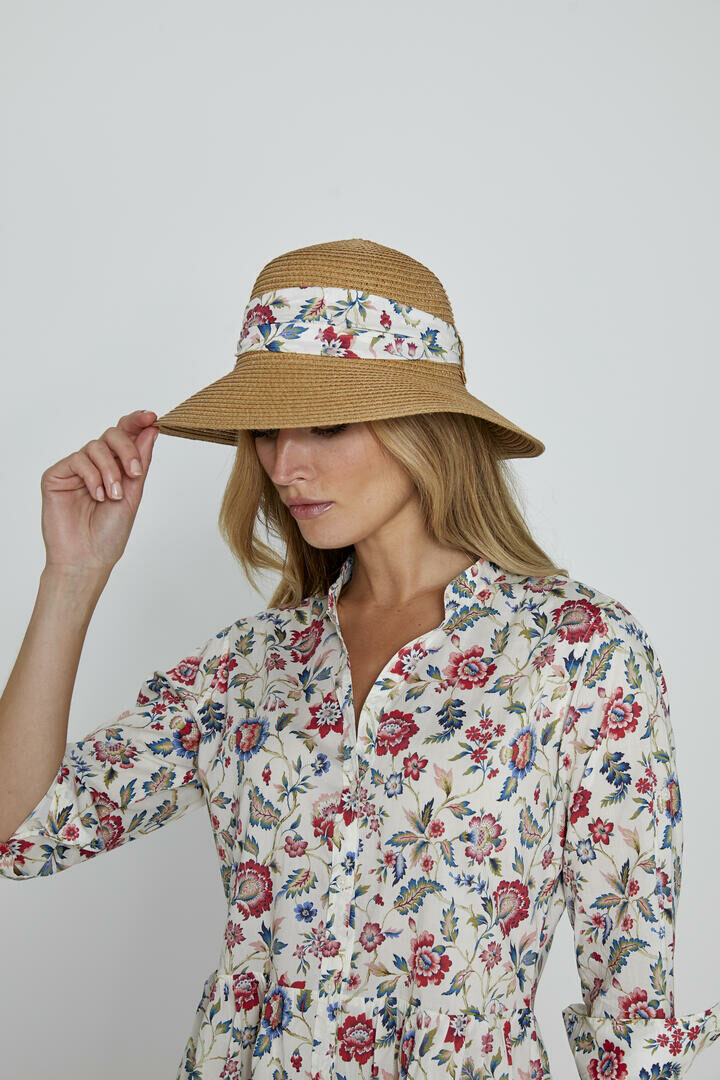 DAPHNE - Robe Liberty Manches 3/4 Taille ajustée Bas évasé - Femme - Eva Belle 036A