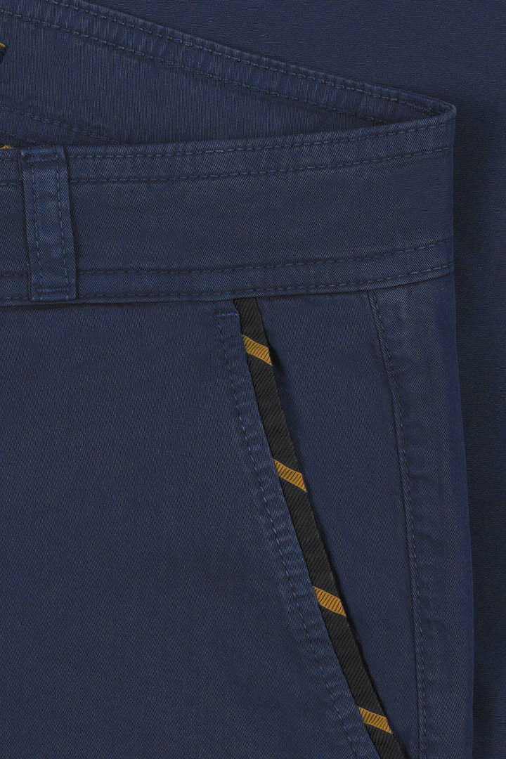 EMY - Short coton stretch Coupe slim - Bleu marine / Or - Femme - Bleu marine / Bleu marine-Or