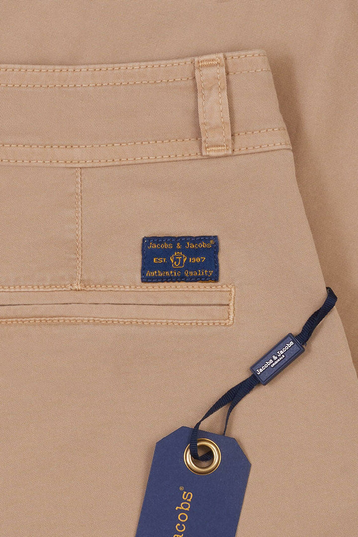 EMY - Short coton stretch Coupe slim - Bleu marine / Or - Femme - Beige / Bleu marine-Or