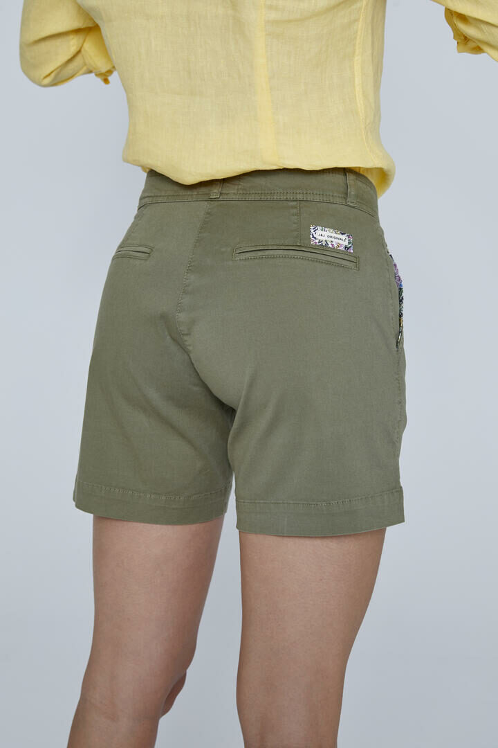EMYL - Short coton stretch Coupe slim - Femme - Kaki