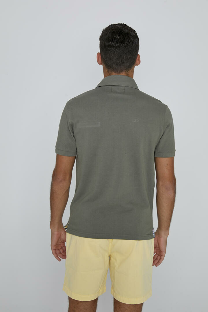 HARTLEYL - Polo coton Maille piquée Col Liberty Manches courtes Coupe droite - Homme - Kaki / Prince Milo 145B