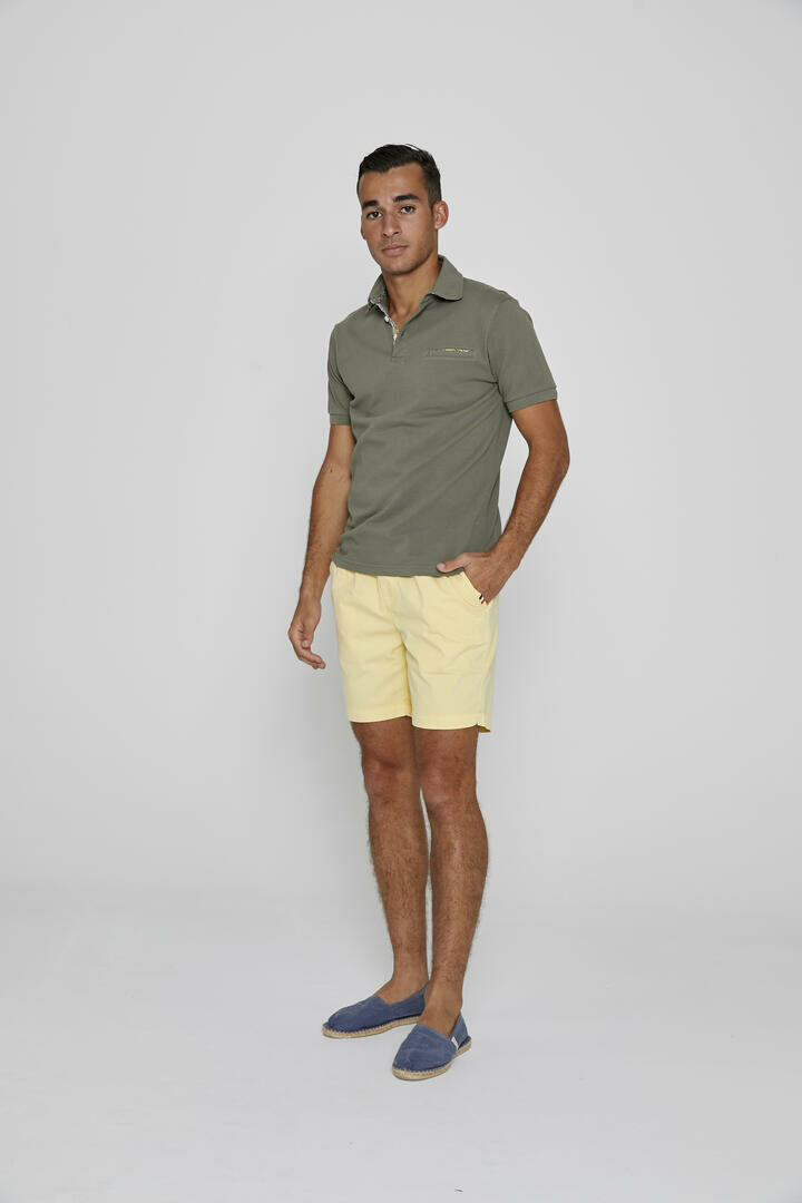 HARTLEYL - Polo coton Maille piquée Col Liberty Manches courtes Coupe droite - Homme - Kaki / Prince Milo 145B