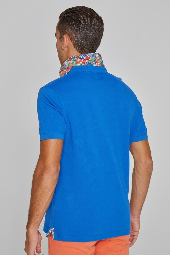 HARTLEYL - Polo coton Maille piquée Col Liberty Manches courtes Coupe droite - Homme - Bleu Royal