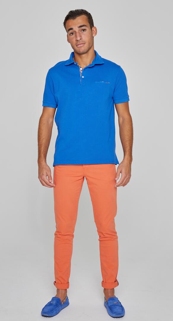 HARTLEYL - Polo coton Maille piquée Col Liberty Manches courtes Coupe droite - Homme - Bleu Royal