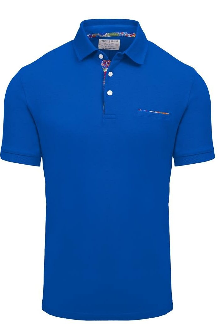 HARTLEYL - Polo coton Maille piquée Col Liberty Manches courtes Coupe droite - Homme - Bleu Royal