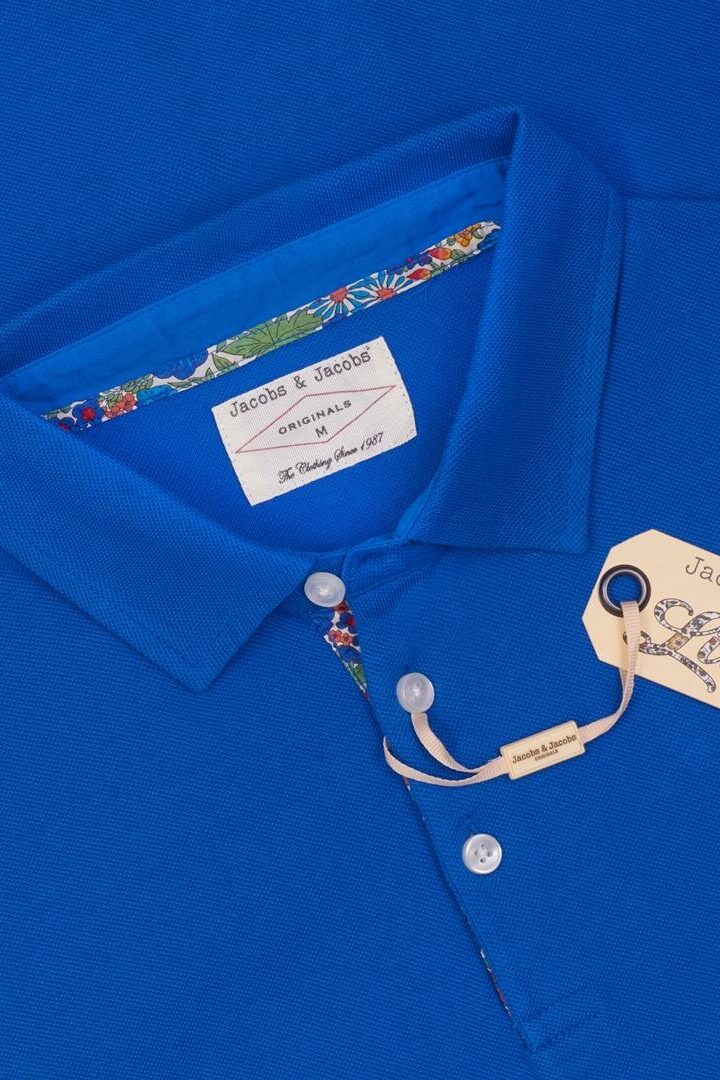 HARTLEYL - Polo coton Maille piquée Col Liberty Manches courtes Coupe droite - Homme - Bleu Royal