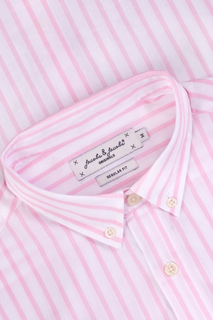 HOWARD - Chemise Popeline Manches longues Coupe droite - Homme - Blanc / Rose