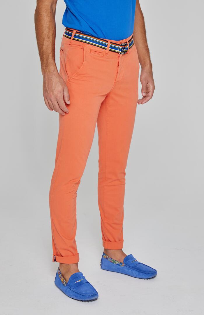 JACOBSON - Pantalon Chino coton stretch Coupe slim - Homme - Orange