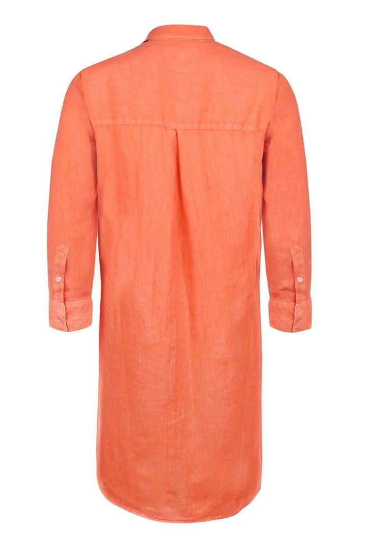 LAUREN - Tunique Lin Manches 3/4 Coupe évasée - Femme - Orange