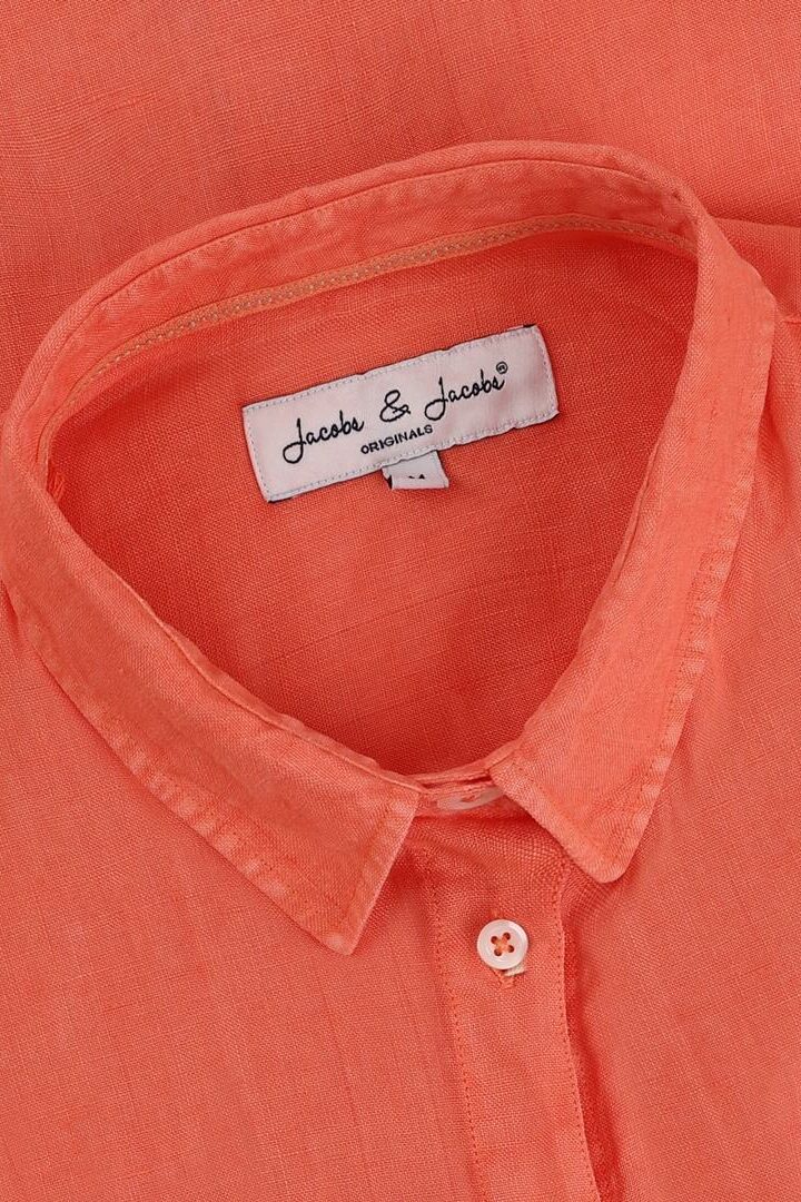 LAUREN - Tunique Lin Manches 3/4 Coupe évasée - Femme - Orange