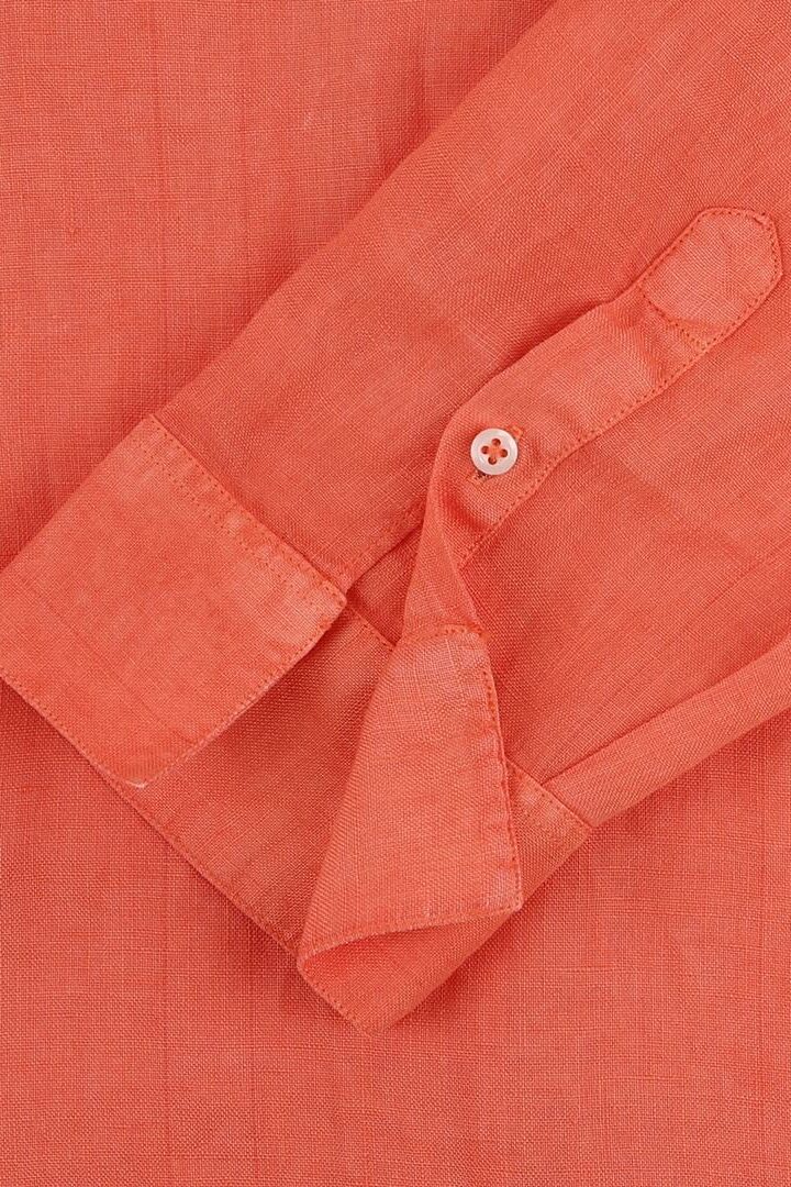 LAUREN - Tunique Lin Manches 3/4 Coupe évasée - Femme - Orange