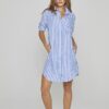 LAURENK - Tunique Lin Manches 3/4 Coupe évasée - Femme - Blanc / Océan