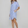 LAURENK - Tunique Lin Manches 3/4 Coupe évasée - Femme - Blanc / Océan