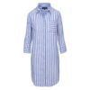 LAURENK - Tunique Lin Manches 3/4 Coupe évasée - Femme - Blanc / Océan