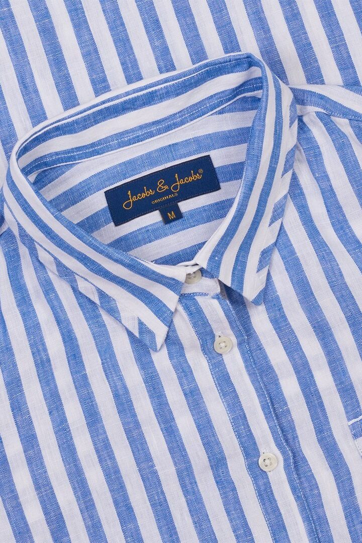 LAURENK - Tunique Lin Manches 3/4 Coupe évasée - Femme - Blanc / Océan