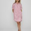 LAURENK - Tunique Lin Manches 3/4 Coupe évasée - Femme - Blanc / Fraise