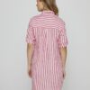 LAURENK - Tunique Lin Manches 3/4 Coupe évasée - Femme - Blanc / Fraise