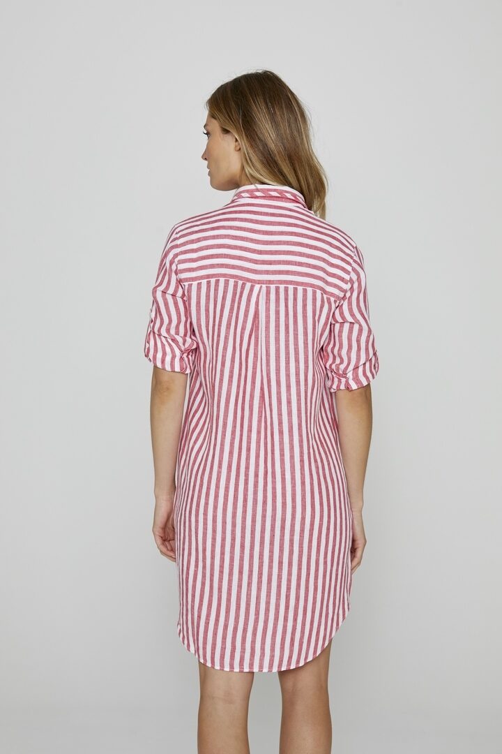 LAURENK - Tunique Lin Manches 3/4 Coupe évasée - Femme - Blanc / Fraise