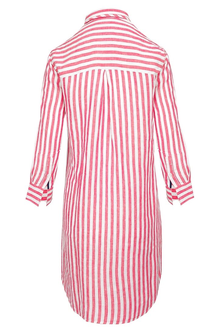 LAURENK - Tunique Lin Manches 3/4 Coupe évasée - Femme - Blanc / Fraise