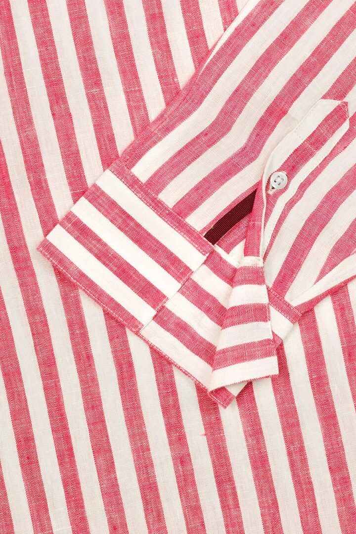 LAURENK - Tunique Lin Manches 3/4 Coupe évasée - Femme - Blanc / Fraise