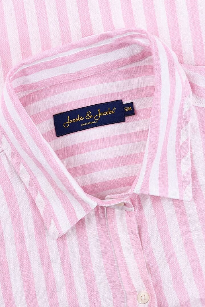 LAURENK - Tunique Lin Manches 3/4 Coupe évasée - Femme - Blanc / Rose