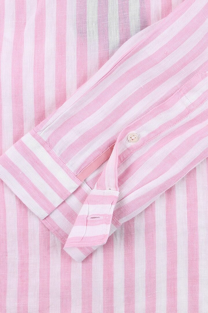 LAURENK - Tunique Lin Manches 3/4 Coupe évasée - Femme - Blanc / Rose