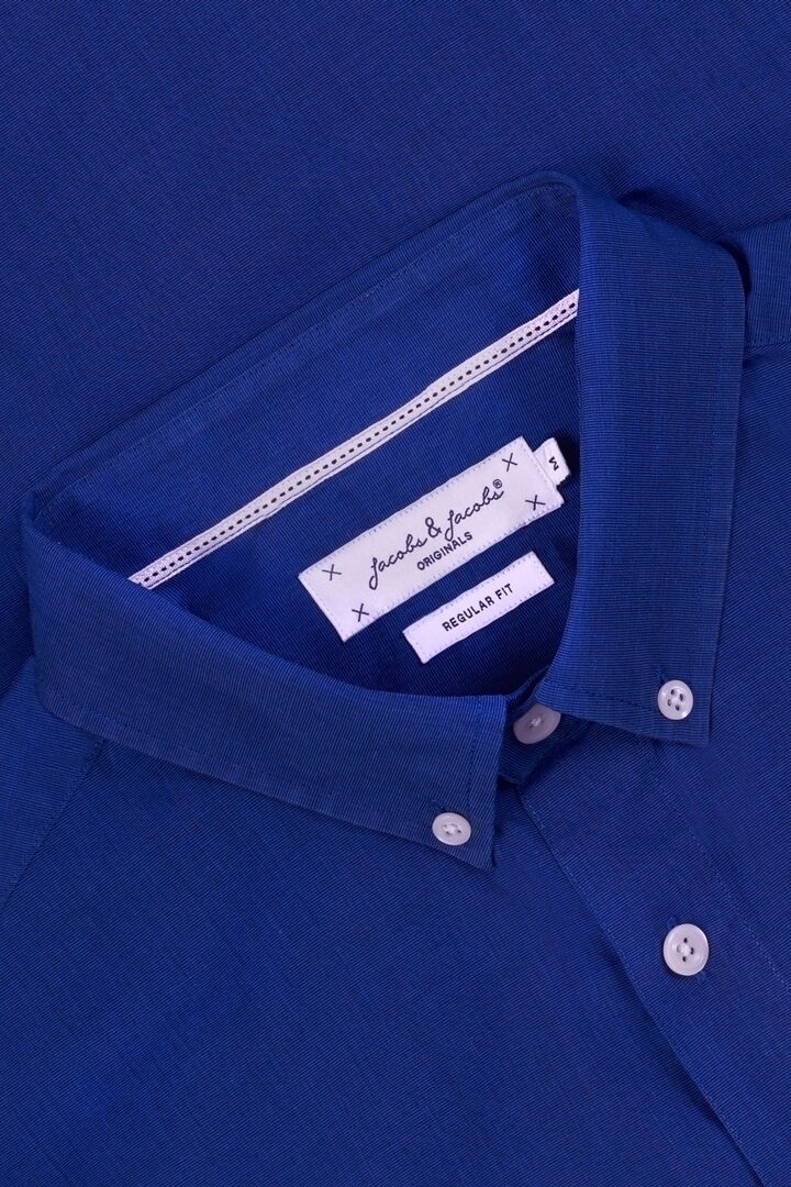 LONDON - Chemise coton Manches longues Coupe droite - Homme - Bleu marine
