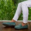 PROPRIANO - Mocassins Bride Daim Veau Velour - Homme - Vert Lagon
