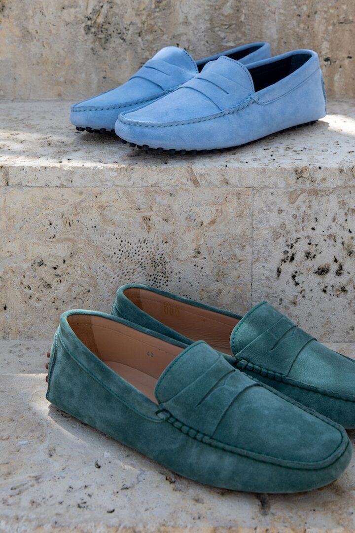 PROPRIANO - Mocassins Bride Daim Veau Velour - Homme - Vert Lagon