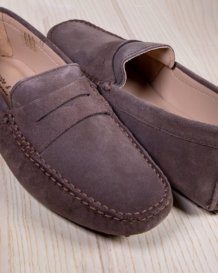 PROPRIANO - Mocassins Bride Daim Veau Velour - Homme - Taupe