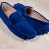 PROPRIANO - Mocassins Bride Daim Veau Velour - Homme - Bleu Denim