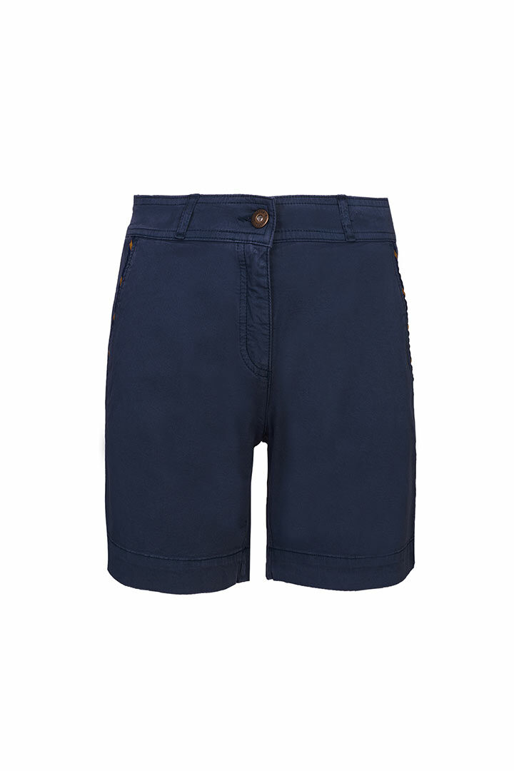 EMY – Short coton stretch Coupe slim – Bleu marine Or – Femme – Bleu marineBleu marine Or