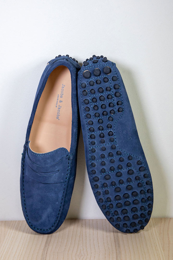 PROPRIANO – Mocassins Bride Daim Veau Velours – Homme – Bleu denim